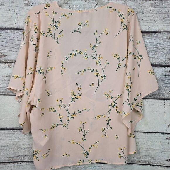Express Floral Wrap Blouse Kimono Sleeve Large - Picture 4 of 7